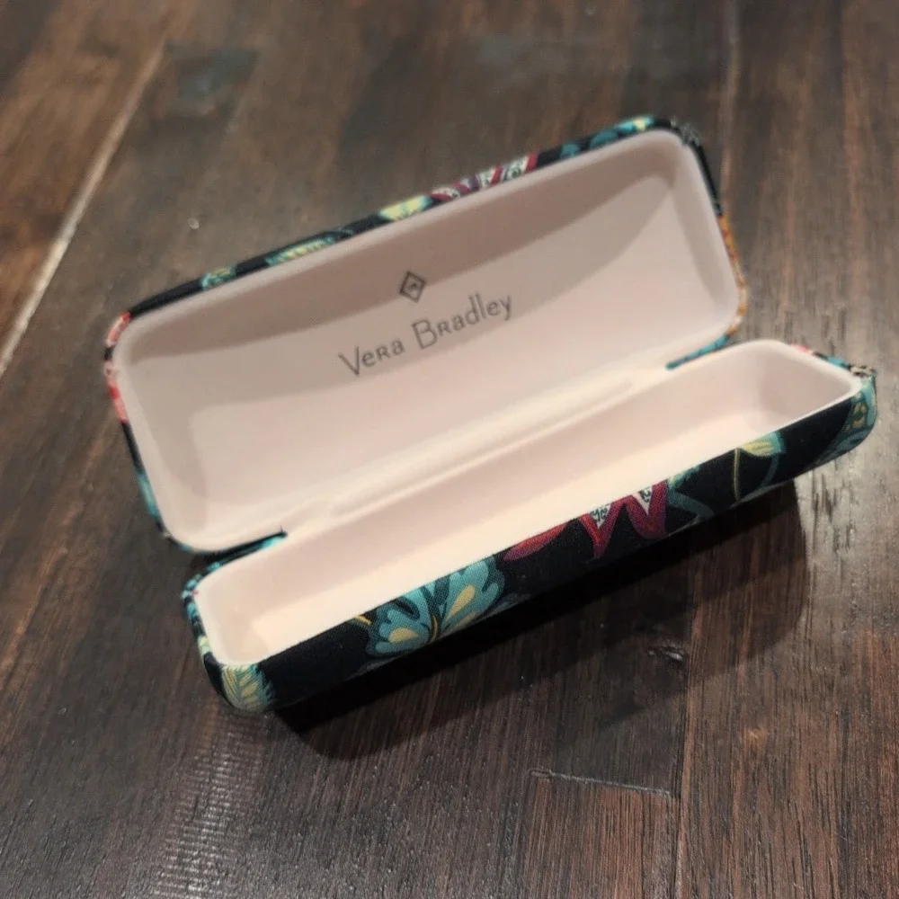 Vera Bradley Vines Floral Clamshell Eyeglasses‎ Case 6.5x2 Women's Green Pink